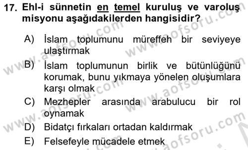 Kelam´a Giriş Dersi 2025 - 2026 Yılı (Vize) Ara Sınav Soruları 17. Soru