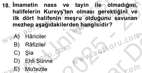 Kelam´a Giriş Dersi 2025 - 2026 Yılı (Vize) Ara Sınav Soruları 18. Soru