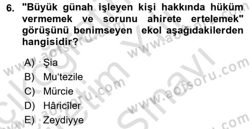 Kelam´a Giriş Dersi 2025 - 2026 Yılı (Vize) Ara Sınav Soruları 6. Soru