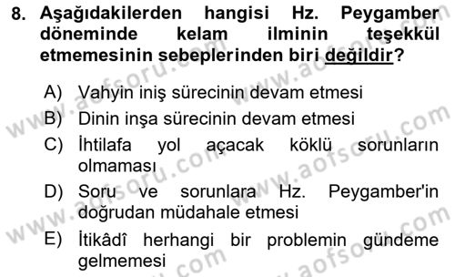 Kelam´a Giriş Dersi 2025 - 2026 Yılı (Vize) Ara Sınav Soruları 8. Soru
