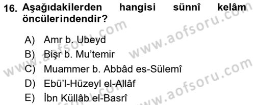 Kelam´a Giriş Dersi 2025 - 2026 Yılı (Final) Dönem Sonu Sınav Soruları 16. Soru