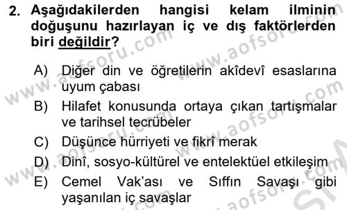 Kelam´a Giriş Dersi 2025 - 2026 Yılı (Final) Dönem Sonu Sınav Soruları 2. Soru