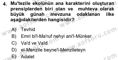 Kelam´a Giriş Dersi 2025 - 2026 Yılı (Final) Dönem Sonu Sınav Soruları 4. Soru