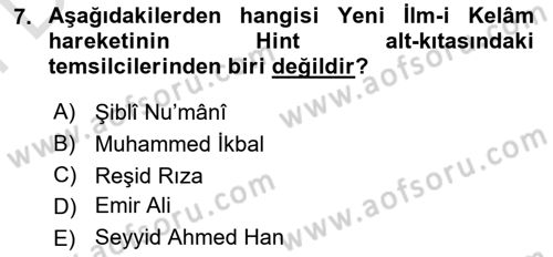 Kelam´a Giriş Dersi 2025 - 2026 Yılı (Final) Dönem Sonu Sınav Soruları 7. Soru