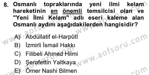 Kelam´a Giriş Dersi 2025 - 2026 Yılı (Final) Dönem Sonu Sınav Soruları 8. Soru