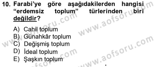 Din Sosyolojisi Dersi 2012 - 2013 Yılı (Vize) Ara Sınav Soruları 10. Soru