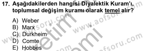 Din Sosyolojisi Dersi 2012 - 2013 Yılı (Vize) Ara Sınav Soruları 17. Soru