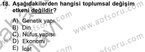 Din Sosyolojisi Dersi 2012 - 2013 Yılı (Vize) Ara Sınav Soruları 18. Soru