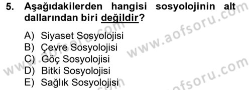 Din Sosyolojisi Dersi 2012 - 2013 Yılı (Vize) Ara Sınav Soruları 5. Soru