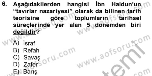 Din Sosyolojisi Dersi 2012 - 2013 Yılı (Vize) Ara Sınav Soruları 6. Soru