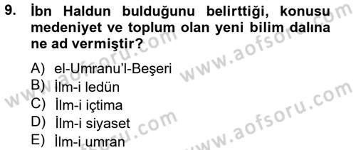 Din Sosyolojisi Dersi 2012 - 2013 Yılı (Vize) Ara Sınav Soruları 9. Soru