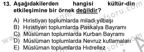 Din Sosyolojisi Dersi 2012 - 2013 Yılı (Final) Dönem Sonu Sınav Soruları 13. Soru