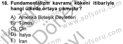 Din Sosyolojisi Dersi 2012 - 2013 Yılı (Final) Dönem Sonu Sınav Soruları 18. Soru