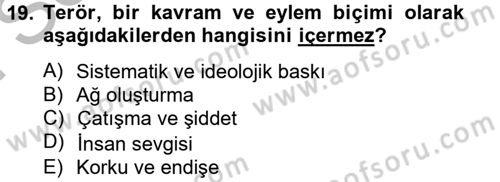 Din Sosyolojisi Dersi 2012 - 2013 Yılı (Final) Dönem Sonu Sınav Soruları 19. Soru
