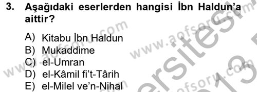 Din Sosyolojisi Dersi 2012 - 2013 Yılı (Final) Dönem Sonu Sınav Soruları 3. Soru