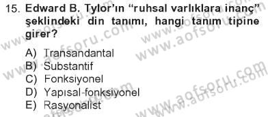 Din Sosyolojisi Dersi 2012 - 2013 Yılı Tek Ders Sınav Soruları 15. Soru