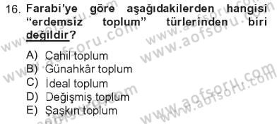 Din Sosyolojisi Dersi 2012 - 2013 Yılı Tek Ders Sınav Soruları 16. Soru