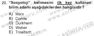 Din Sosyolojisi Dersi 2012 - 2013 Yılı Tek Ders Sınav Soruları 20. Soru