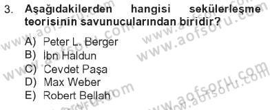 Din Sosyolojisi Dersi 2012 - 2013 Yılı Tek Ders Sınav Soruları 3. Soru