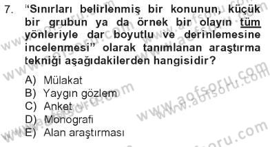 Din Sosyolojisi Dersi 2012 - 2013 Yılı Tek Ders Sınav Soruları 7. Soru