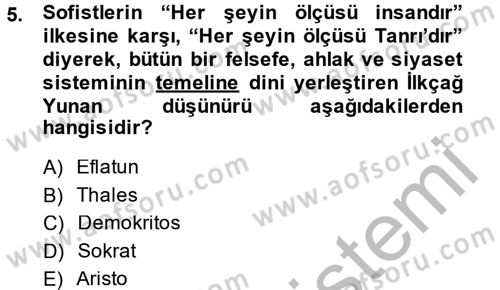 Din Sosyolojisi Dersi 2013 - 2014 Yılı (Vize) Ara Sınav Soruları 5. Soru