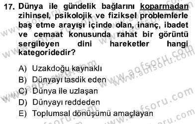 Din Sosyolojisi Dersi 2013 - 2014 Yılı (Final) Dönem Sonu Sınav Soruları 17. Soru