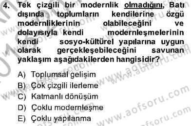 Din Sosyolojisi Dersi 2013 - 2014 Yılı (Final) Dönem Sonu Sınav Soruları 4. Soru