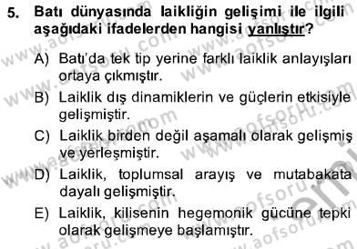 Din Sosyolojisi Dersi 2013 - 2014 Yılı (Final) Dönem Sonu Sınav Soruları 5. Soru