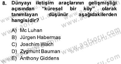 Din Sosyolojisi Dersi 2013 - 2014 Yılı (Final) Dönem Sonu Sınav Soruları 8. Soru