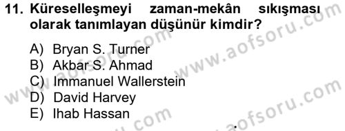 Din Sosyolojisi Dersi 2013 - 2014 Yılı Tek Ders Sınav Soruları 11. Soru