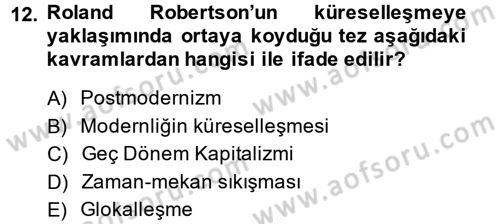 Din Sosyolojisi Dersi 2013 - 2014 Yılı Tek Ders Sınav Soruları 12. Soru