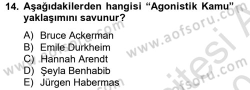 Din Sosyolojisi Dersi 2013 - 2014 Yılı Tek Ders Sınav Soruları 14. Soru