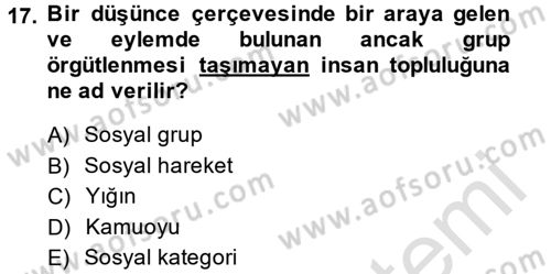 Din Sosyolojisi Dersi 2013 - 2014 Yılı Tek Ders Sınav Soruları 17. Soru