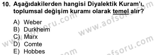 Din Sosyolojisi Dersi 2014 - 2015 Yılı Tek Ders Sınav Soruları 10. Soru
