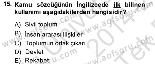 Din Sosyolojisi Dersi 2014 - 2015 Yılı Tek Ders Sınav Soruları 15. Soru