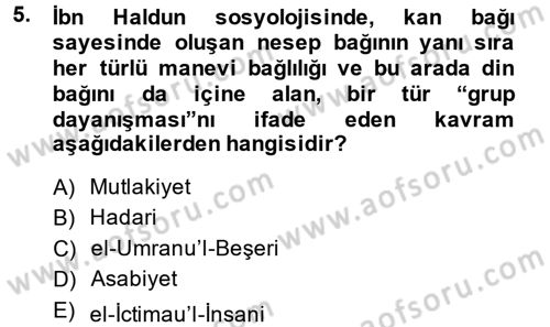 Din Sosyolojisi Dersi 2014 - 2015 Yılı Tek Ders Sınav Soruları 5. Soru