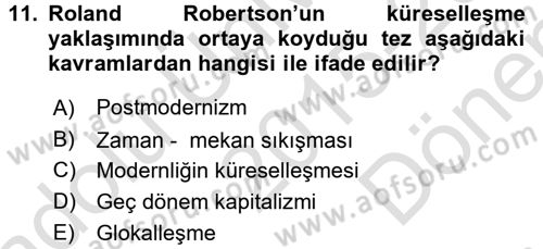 Din Sosyolojisi Dersi 2015 - 2016 Yılı (Final) Dönem Sonu Sınav Soruları 11. Soru
