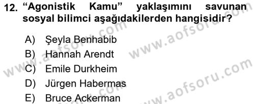 Din Sosyolojisi Dersi 2015 - 2016 Yılı (Final) Dönem Sonu Sınav Soruları 12. Soru