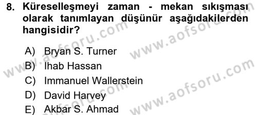 Din Sosyolojisi Dersi 2015 - 2016 Yılı (Final) Dönem Sonu Sınav Soruları 8. Soru