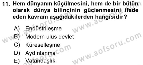 Din Sosyolojisi Dersi 2015 - 2016 Yılı Tek Ders Sınav Soruları 11. Soru