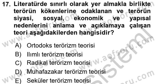 Din Sosyolojisi Dersi 2016 - 2017 Yılı 3 Ders Sınav Soruları 17. Soru