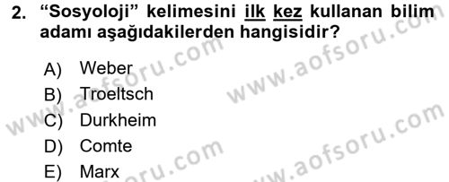 Din Sosyolojisi Dersi 2016 - 2017 Yılı 3 Ders Sınav Soruları 2. Soru