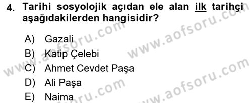Din Sosyolojisi Dersi 2016 - 2017 Yılı (Vize) Ara Sınav Soruları 4. Soru