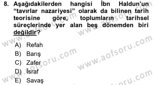 Din Sosyolojisi Dersi 2016 - 2017 Yılı (Vize) Ara Sınav Soruları 8. Soru