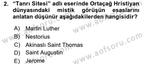 Din Sosyolojisi Dersi 2017 - 2018 Yılı 3 Ders Sınav Soruları 2. Soru