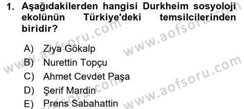 Din Sosyolojisi Dersi 2017 - 2018 Yılı (Vize) Ara Sınav Soruları 1. Soru
