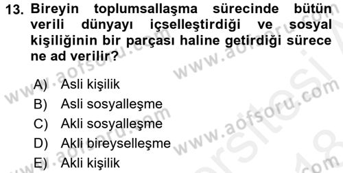 Din Sosyolojisi Dersi 2017 - 2018 Yılı (Final) Dönem Sonu Sınav Soruları 13. Soru