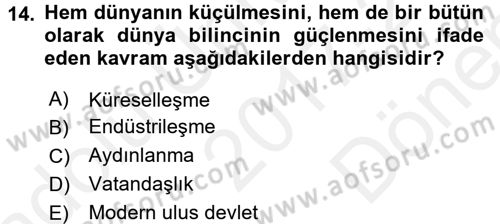 Din Sosyolojisi Dersi 2017 - 2018 Yılı (Final) Dönem Sonu Sınav Soruları 14. Soru