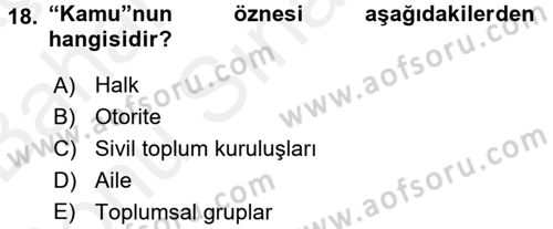 Din Sosyolojisi Dersi 2017 - 2018 Yılı (Final) Dönem Sonu Sınav Soruları 18. Soru