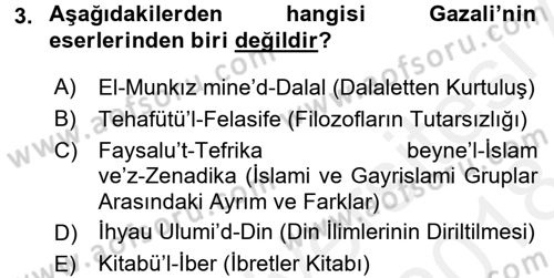 Din Sosyolojisi Dersi 2017 - 2018 Yılı (Final) Dönem Sonu Sınav Soruları 3. Soru